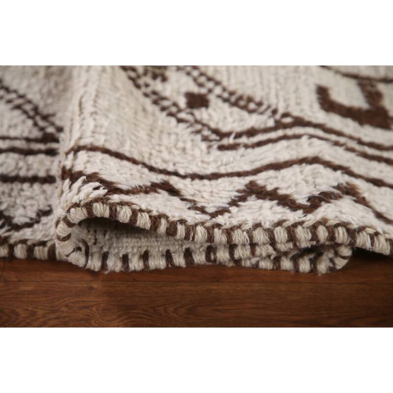 Beige Tribal Anatolian Runner Rug Hand-knotted Wool Carpet - 3'1"x 12'7"