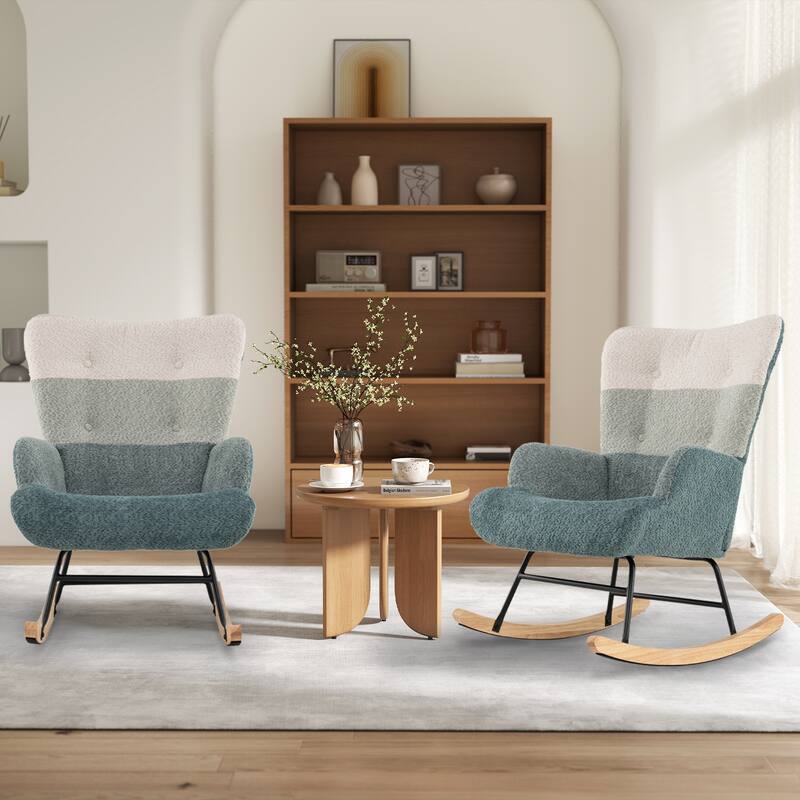 Gymax Nursery Rocking Chair w/ Ergonomic Armrests & High Backrest Side