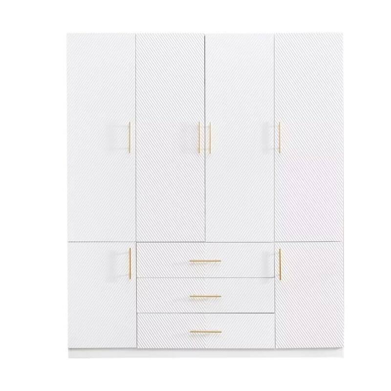 HomeRoots 74" White Carved Geometric Six Door Three Drawer Combo Dresser