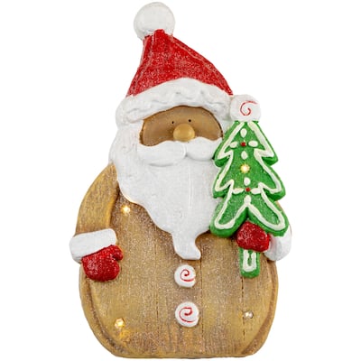 LED Lighted Gingerbread Santa Claus Glittered Christmas Figure - 15.5"