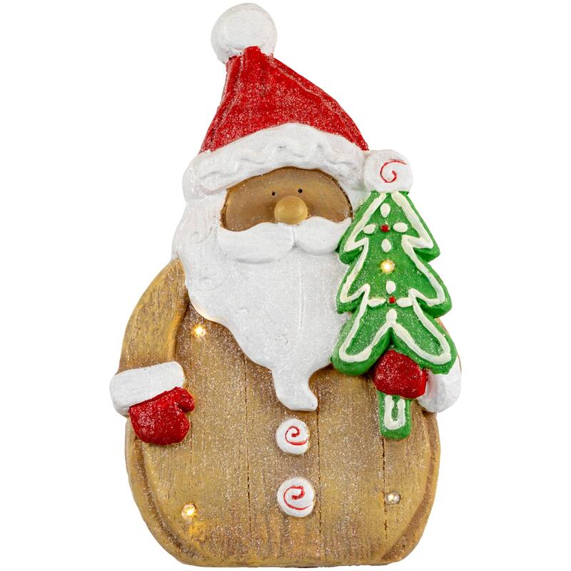 LED Lighted Gingerbread Santa Claus Glittered Christmas Figure - 15.5"
