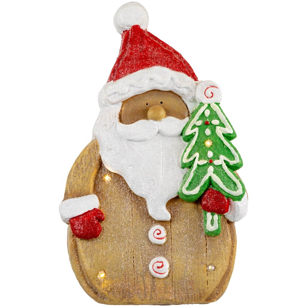 LED Lighted Gingerbread Santa Claus Glittered Christmas Figure - 15.5"