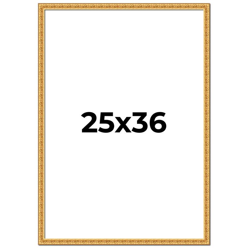 25x36 Frame Gold Real Wood Picture Frame Width 1 inches | Interior