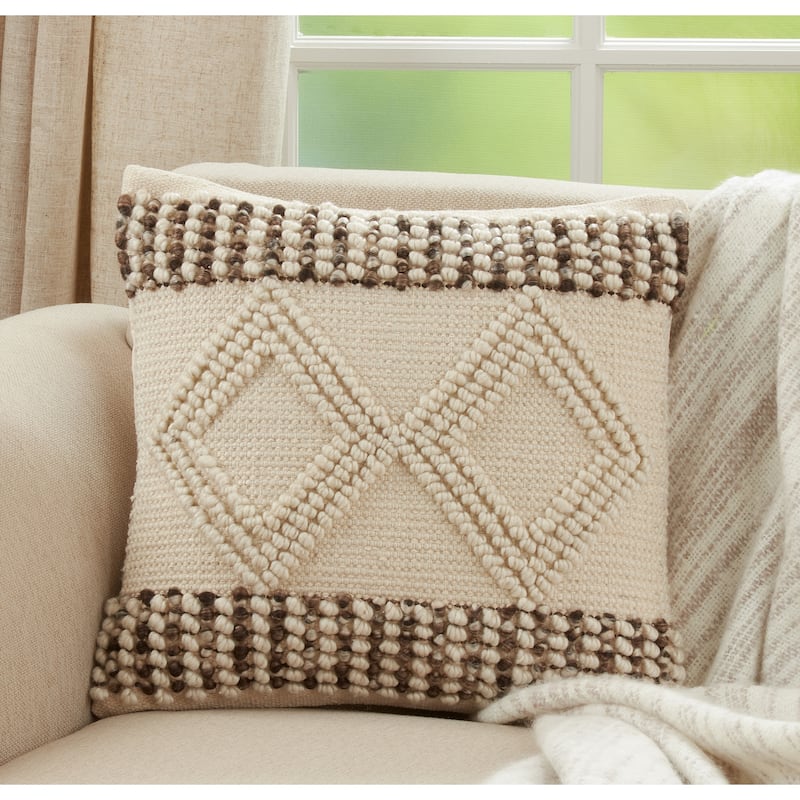 Diamond Design Woven Textured Throw Pillow