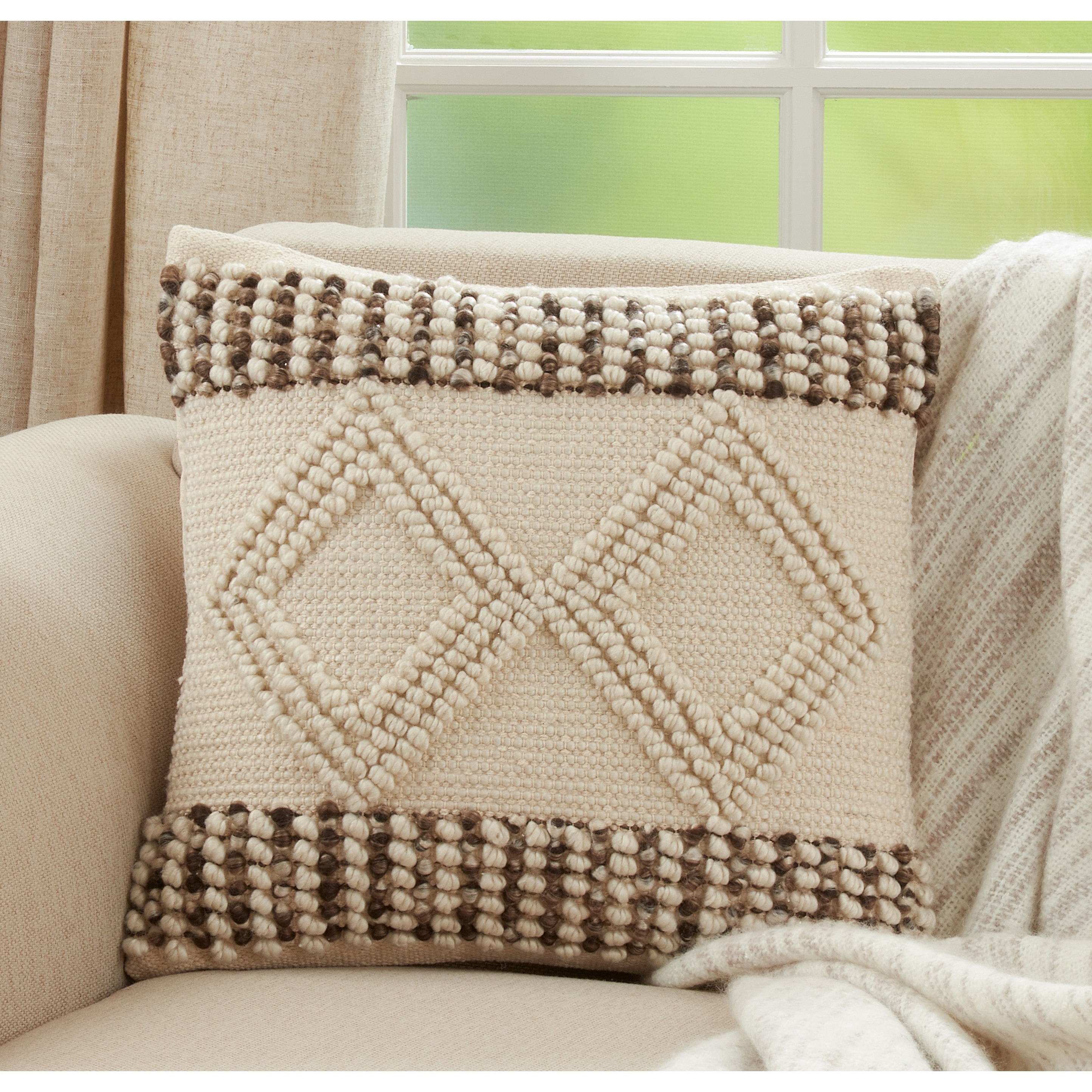 Diamond Design Woven Textured Throw Pillow