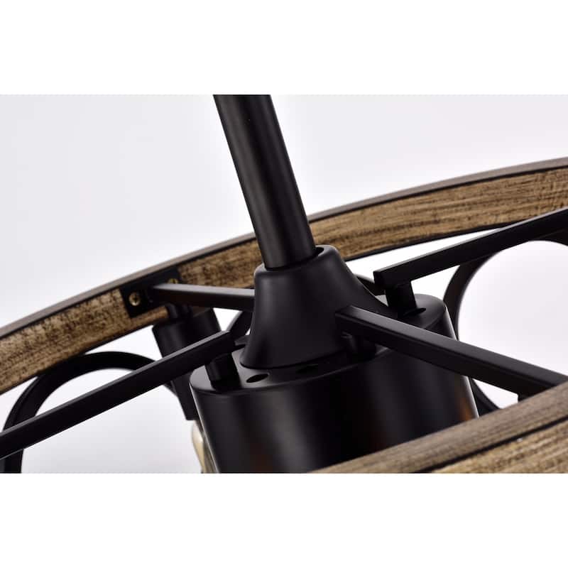 Catrin Wood Grain Ceiling Fan 21-Inch 4-Light Open Metal Drum Shade (Includes Remote)