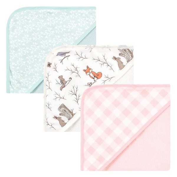 slide 1 of 1, Hudson Baby Infant Girl Cotton Rich Hooded Towels, Enchanted Forest, One Size - Enchanted Forest - One Size One Size - Enchanted Forest