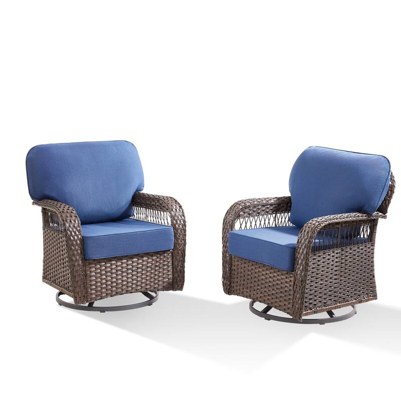 Pocassy Swivel Chair Table with Outdoor Ottoman Set.