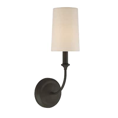 Libby Langdon for Crystorama Sylvan 1 Light Dark Bronze Sconce - 4.87'' W x 15.75'' H x 7.75'' D