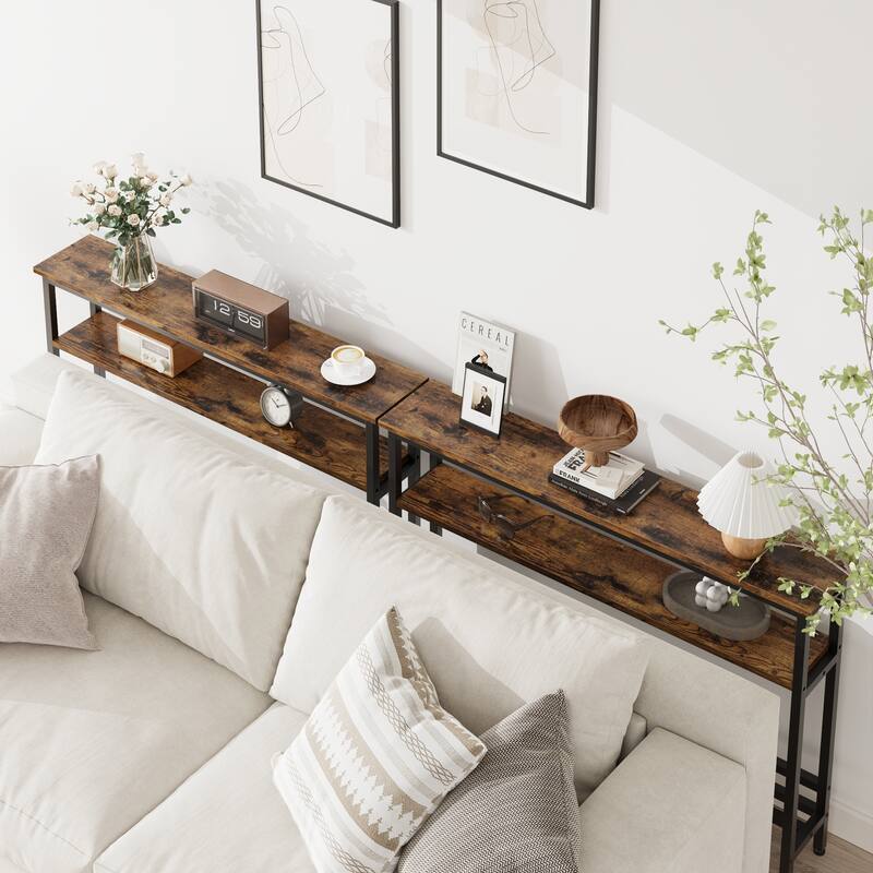 5.9 Inch Narrow Behind Couch Table 2-Tier Console Table