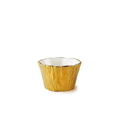 Botanic Collection Titanium Porcelain Tree Bark Bowl 5" Gold