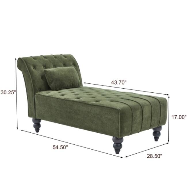 Christopher Knight Home - Classic Indoor Velvet Upholstered Button-Tufted Chaise Lounge Chair with Solid Wood Legs - 54.5"L