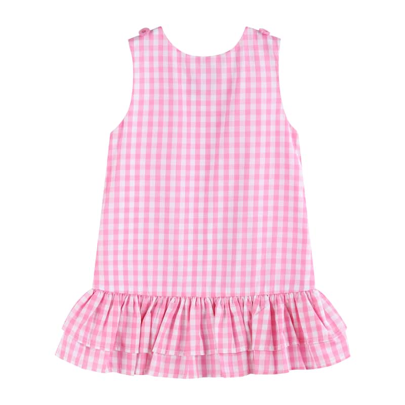 Lil Cactus Pink Gingham Flamingo Tulle Ruffle Dress