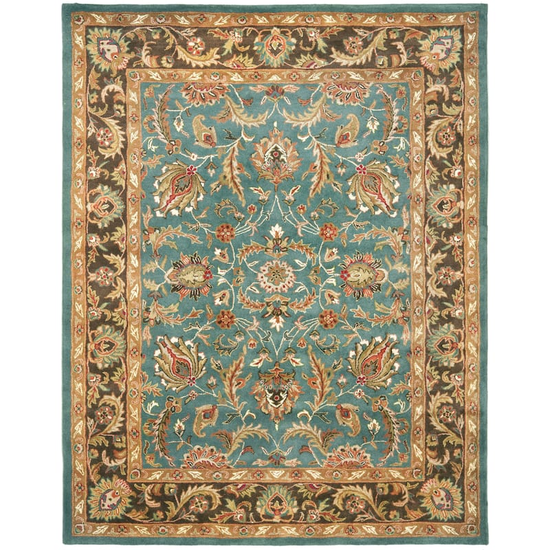 SAFAVIEH Handmade Heritage Full Bloom Traditional Oriental Wool Rug - 9'6" x 13'6" - Blue/Brown