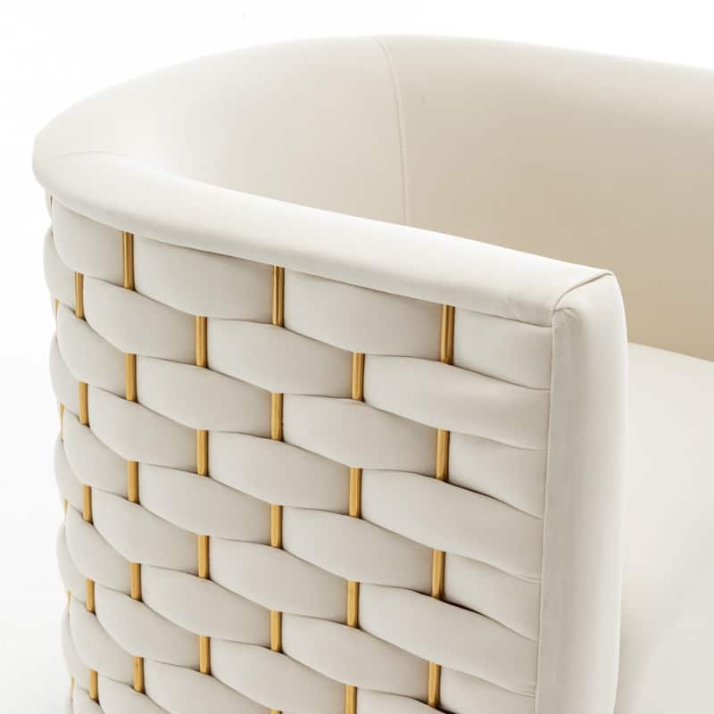 Modern Glam Velvet Upholstered 360 Degree Swivel Barrel Chair