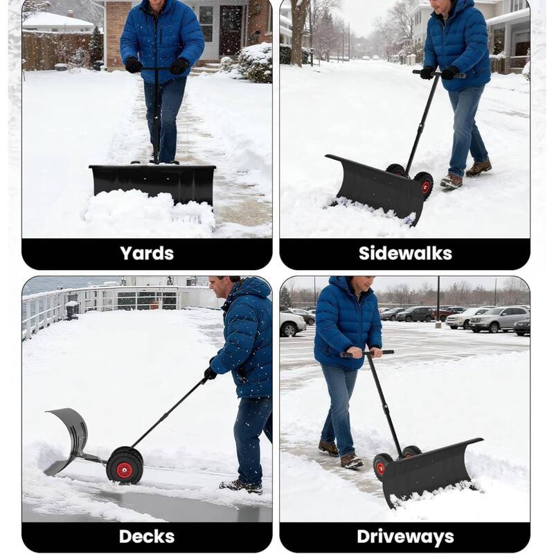 Heavy Duty Single Rod 36-Inch Steel Snow Shovel Plow for Driveways, Sidewalks, Yards