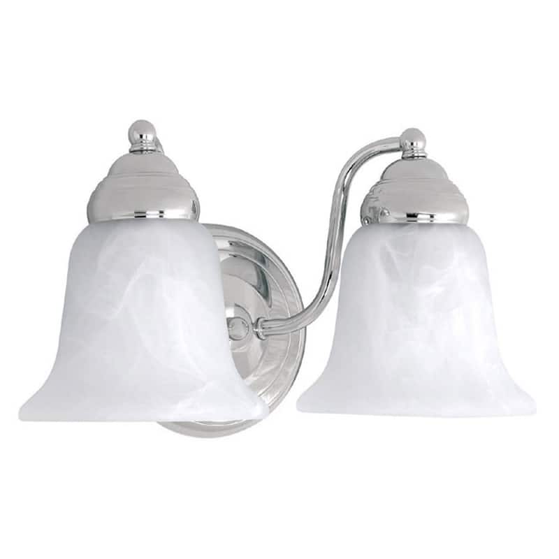 2-light 12-inch Vanity Fixture w/ White Faux Alabaster Glass - Chrome