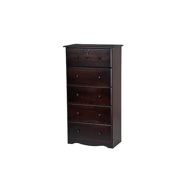 Solid Wood Jumbo Size 5-drawer Chest with Lock by Palace Imports