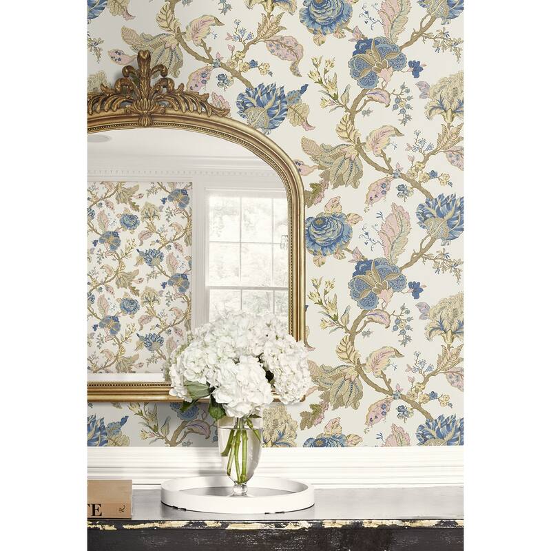 Seabrook Designs Lana Jacobean Prepasted Wallpaper