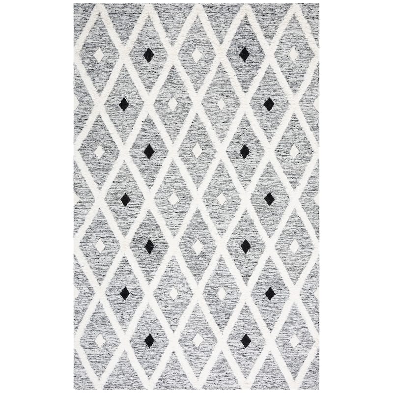 SAFAVIEH Handmade Casablanca Reghina Wool Rug - 6' Square - Black/Ivory