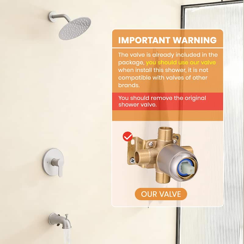 8-inch Wall-Mounted Rain Shower System with Stainless Steel Shower Faucet