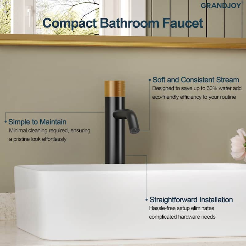 GRANDJOY 2-Pack Single Handle Vessel Sink Faucet with Pop-Up Drain, Mid-Arc Bathroom Design