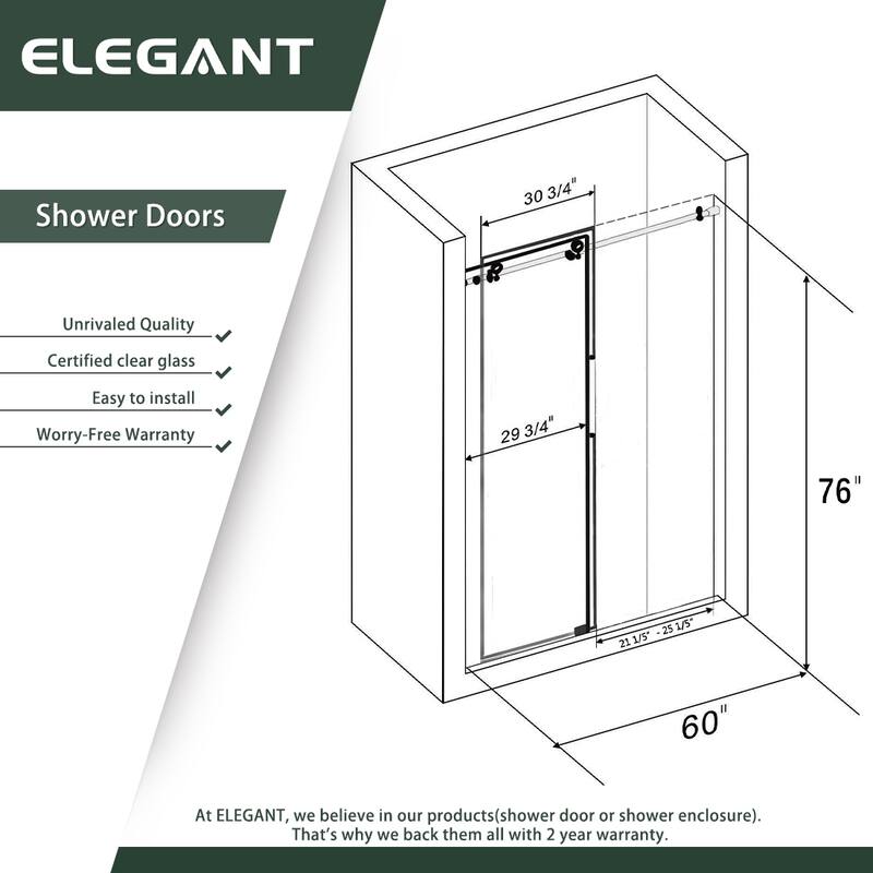 Elegant Frameless Sliding Shower Doors in Black Finish