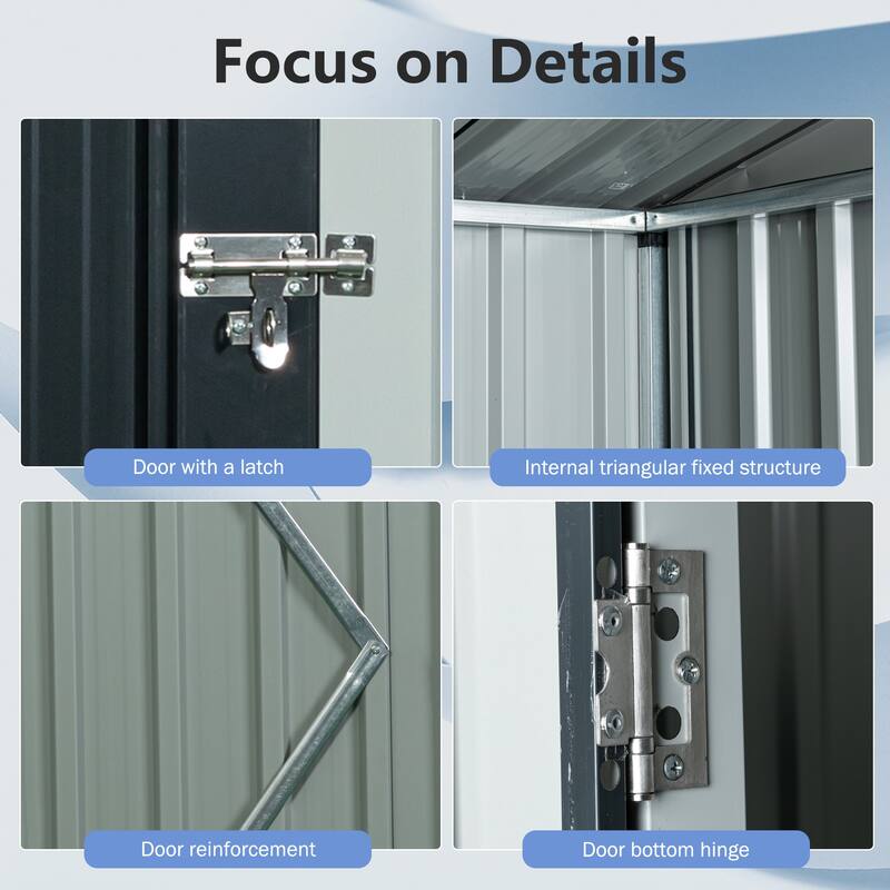 5 x 3 FT Metal Storage Shed, Transparent Panel Windows, Lockable - 5ft x 3ft