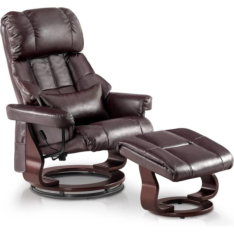 MCombo Recliner Chair with Ottoman Vibration Massag Faux Leather 9068