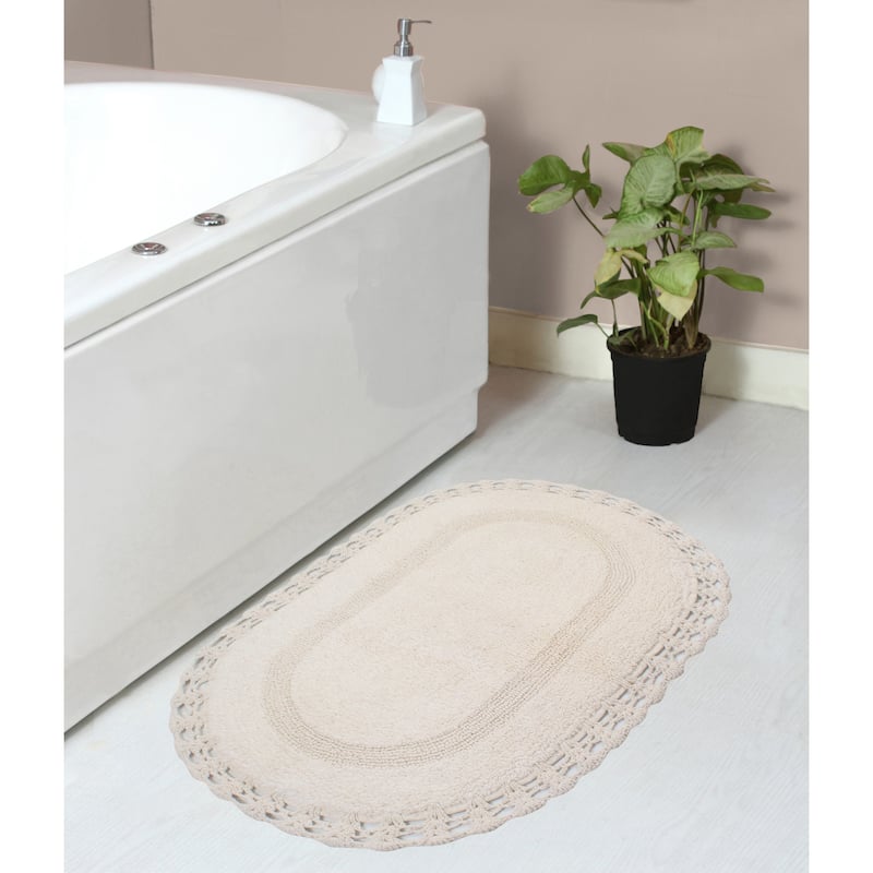 Hampton Contour Rug, Cotton Soft, Water Absorbent, Non Slip U Shape Contour Rug Machine Washable 20"x20" Contour - 21"x34" - Ivory