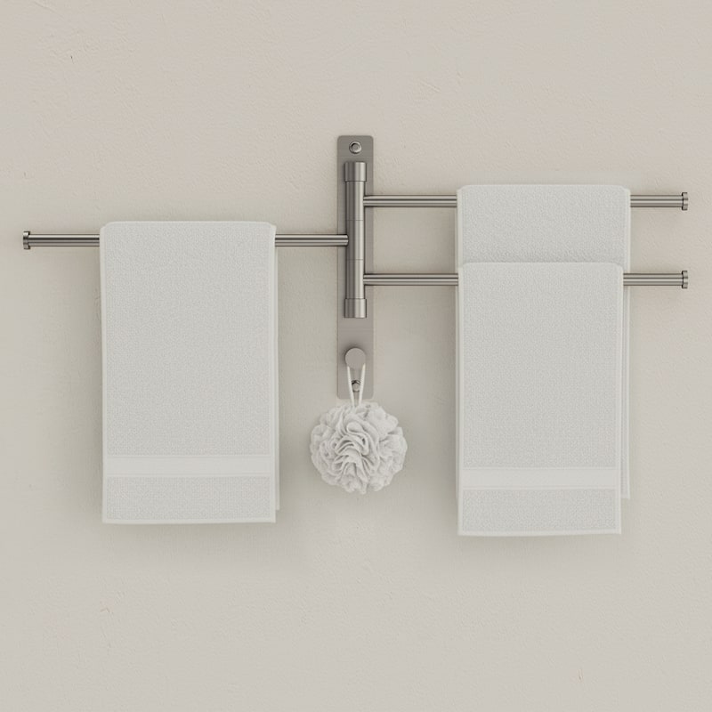 4-Arm Rust-Proof Swivel Towel Rack, 304 Stainless Steel with Hooks