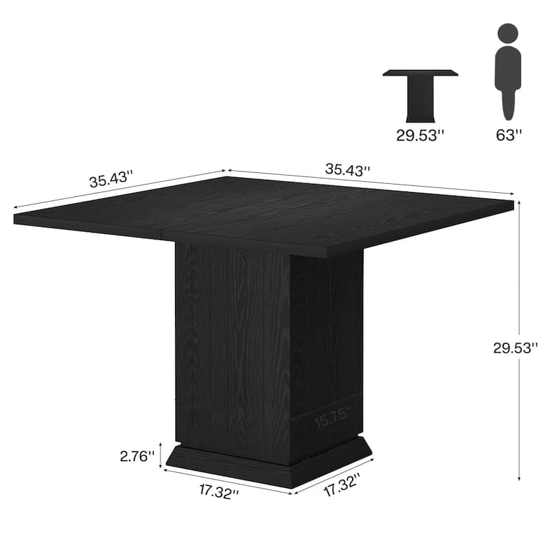 Modern Small Wood Square Dining Table for 4 People