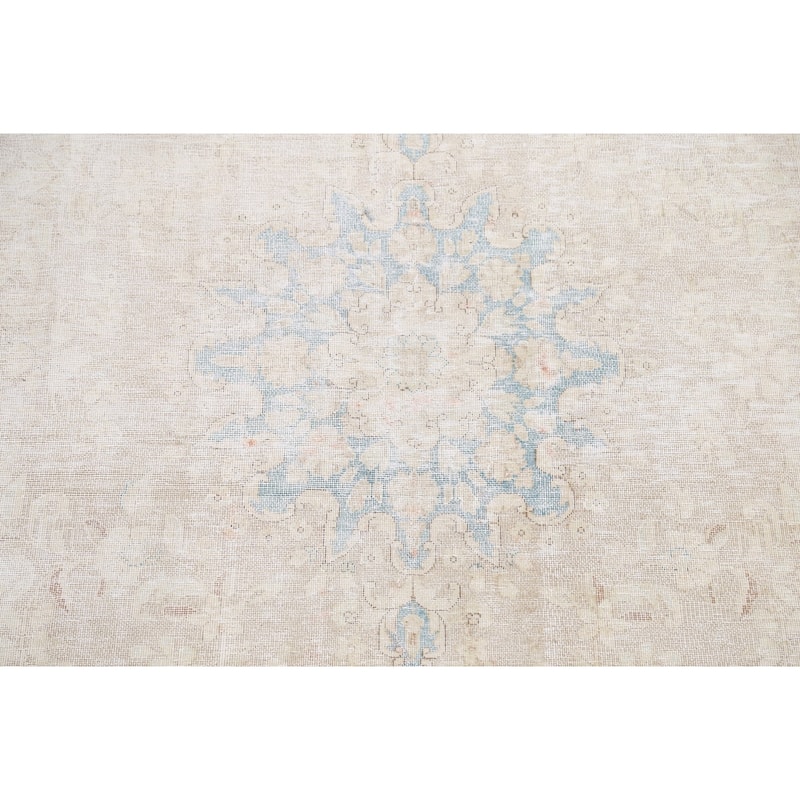 Muted Distressed Kerman Persian Area Rug Wool Hand-knotted Carpet - 6'3" x 9'11"