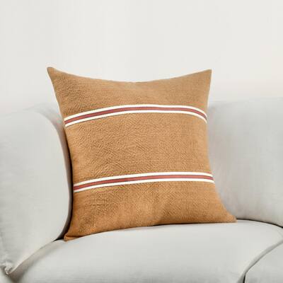 Villa by Classic Home Pryce 22" Chestnut Linen Blend Throw Pillow