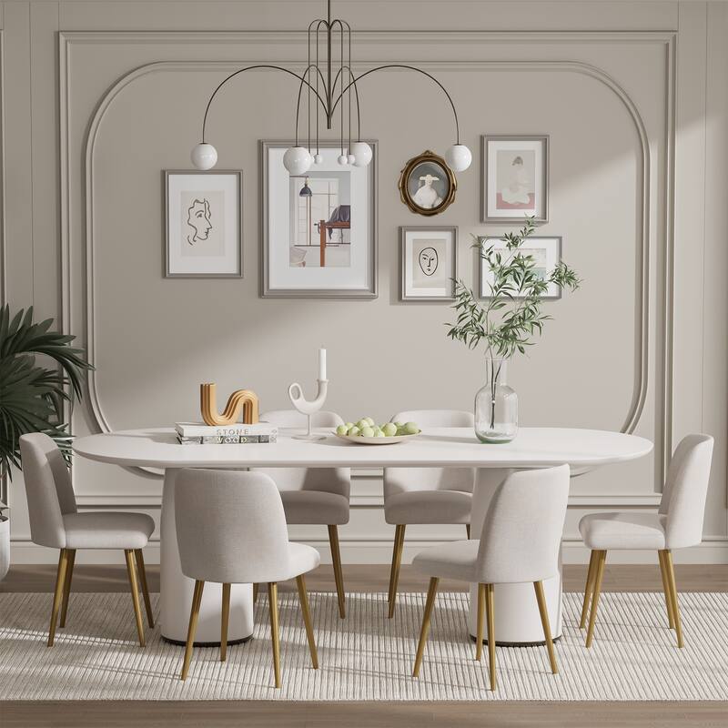 2Pcs Upholstered Dining Chairs Modern Fabric Kitchen Chairs with Padded Seat & Sturdy Metal Legs Side Chairs