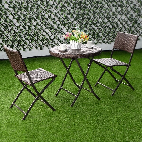 Shop Costway 3PC Folding Round Table & Chair Bistro Set ... (600 x 600 Pixel)