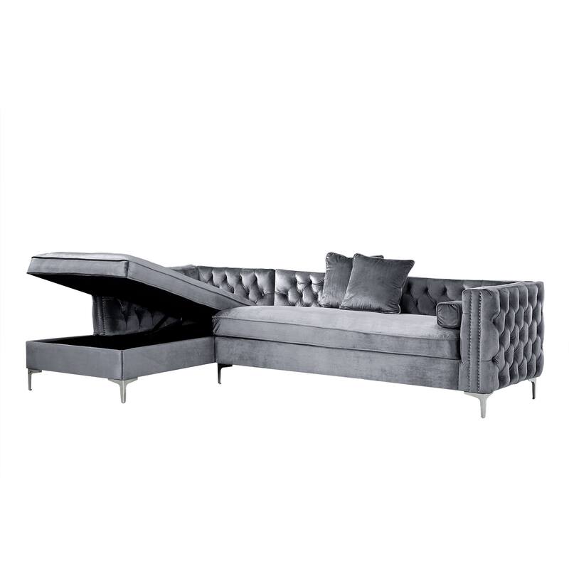 Dante Velvet Chaise Sectional Sofa