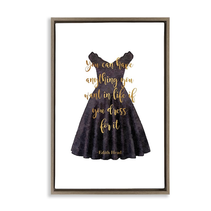 Stupell Dress The Part Fashion Quote Framed Floater Canvas Wall Art Design By Amanda Greenwood - 21 x 31 - Brown