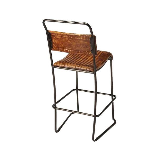 Shop Black Friday Deals On Modern Brown Leather Distressed Iron Bar Stool Overstock 28845785