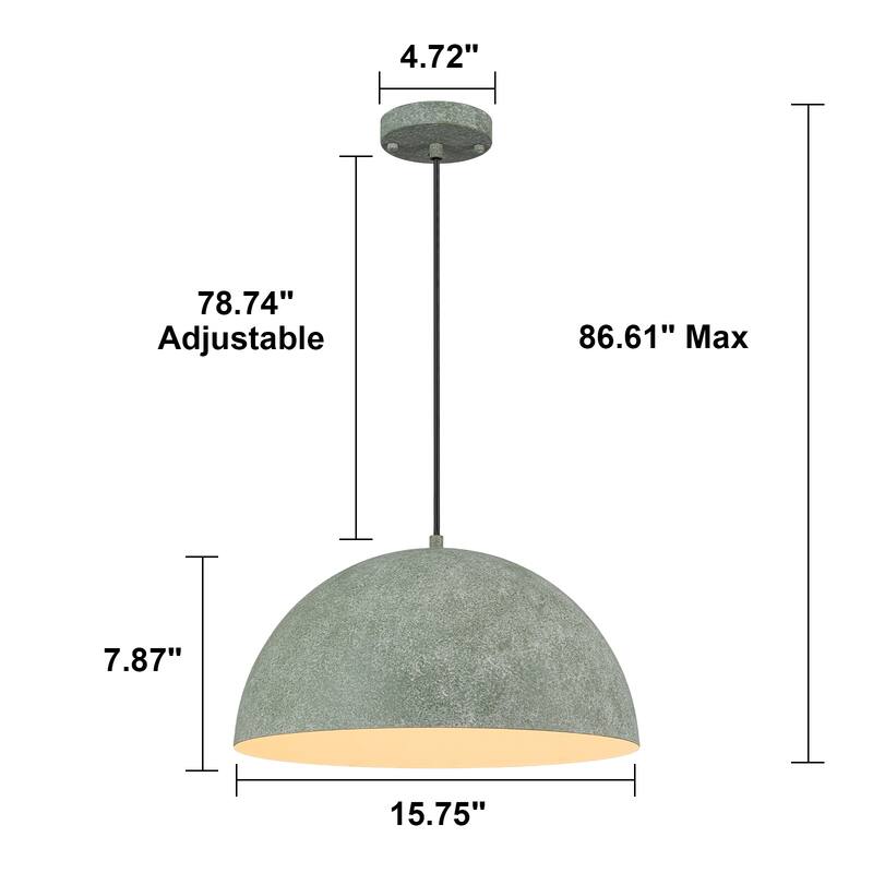 Industrial Modern Indian Gray Dome Pendant Light Kitchen Island - White - W15.75"