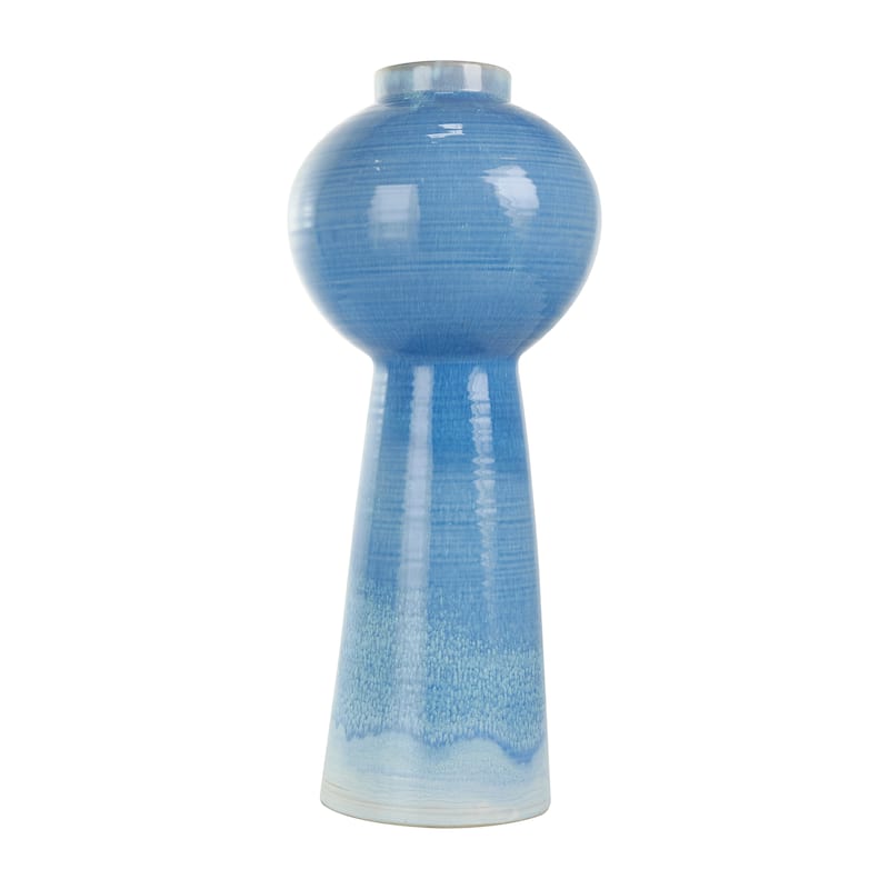 Blue Ceramic Bubble Inspired Ombre Decorative Vase with Unique Texturing