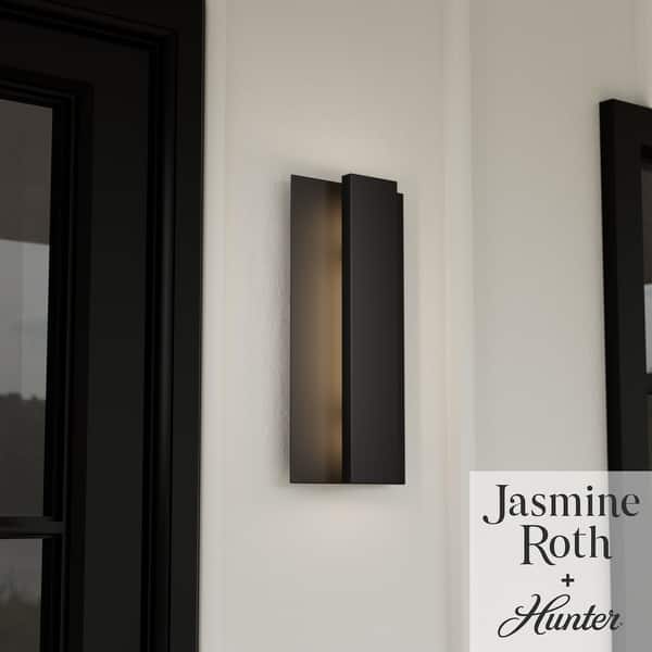 slide 2 of 8, Hunter + Jasmine Roth Canoga Outdoor WeatherMax LED Wall Light - Contemporary - Patio, Porch, Entryway - Corrosion Resistant! 15"
