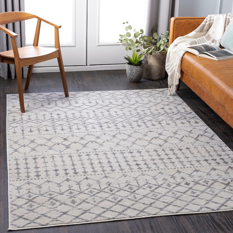 Livabliss Vanya Moroccan Diamond Area Rug - Light Grey - 5'3" x 7'1"