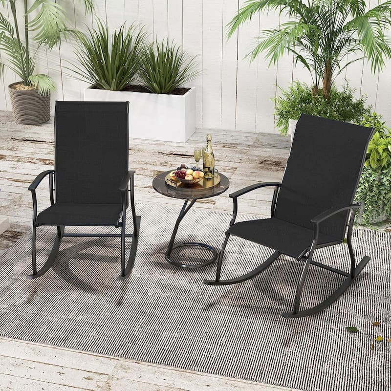 Set of 2/4 Patio Rocking Chairs Outdoor Rocker w/ Safe Rocking Motion