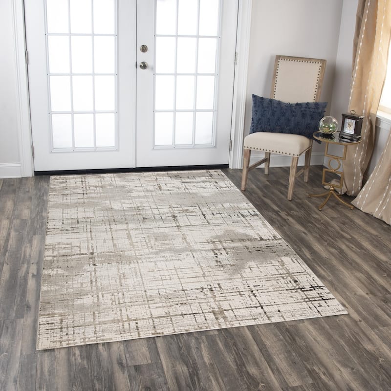 Alora Decor Graystone Contemporary Ivory Polyester Area Rug
