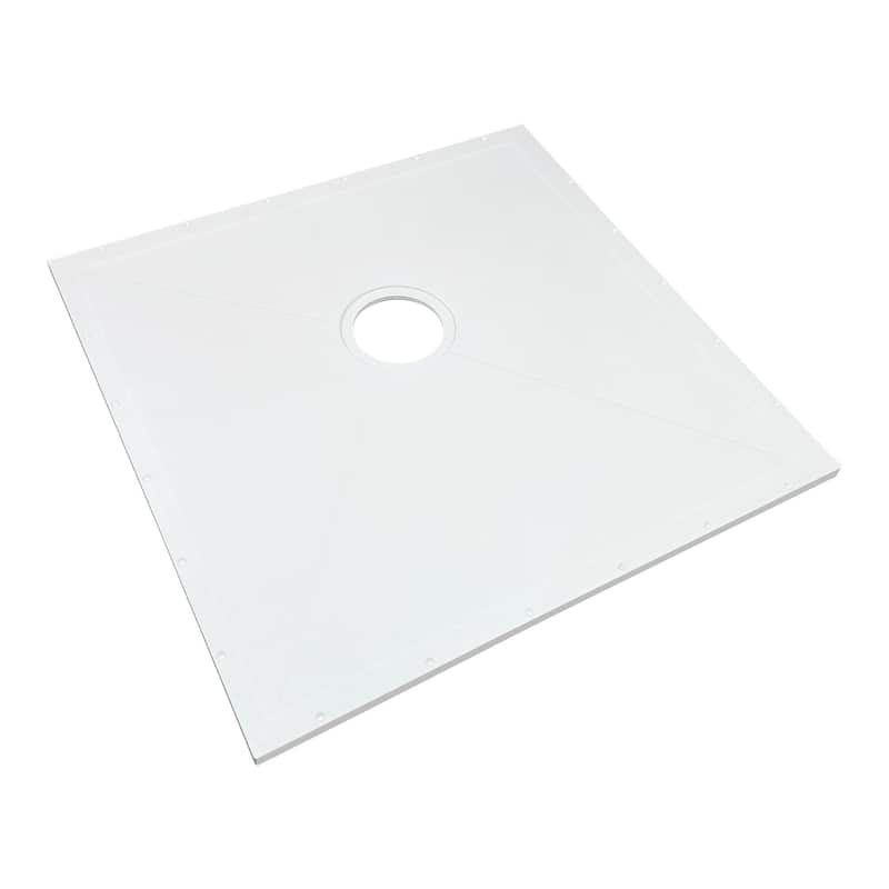 Transolid Ready to Tile Wet Floor Shower Base in White - 39.4-in L x 39.4-in W, Offset Center Drain