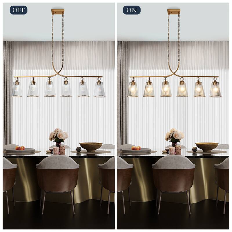 Modern 6-Light Gold Large 55 IN Chandelier Linear Kitchen Island Light for Dining Room - W 55.1" x H 21.1"