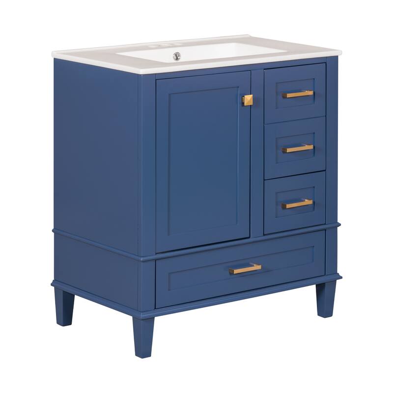 30" Bathroom Vanity, Bathroom Cabinet with Sink Combo Set, Bathroom Storage Cabinet with a Soft Closing Door and 3 Drawers
