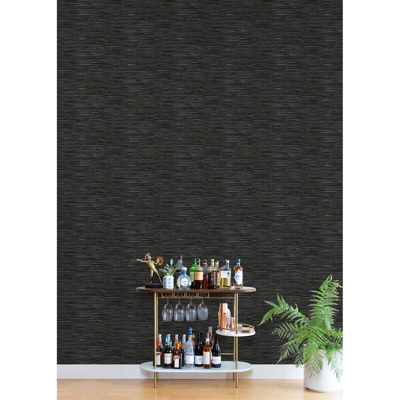 NuWallpaper Faux Grassweave Black Peel and Stick Wallpaper