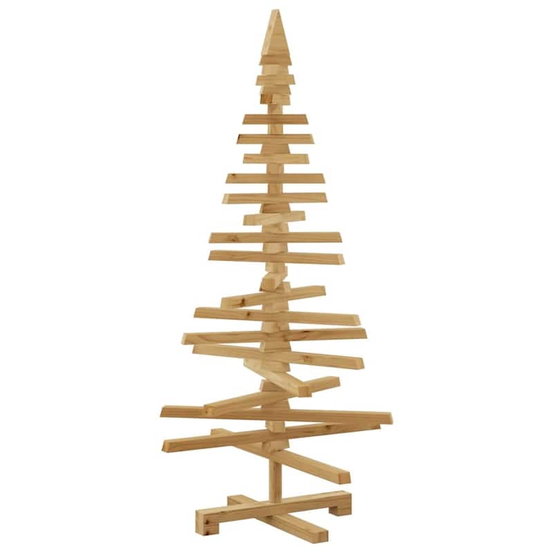 vidaXL Wooden Christmas Tree with Stand Brown Solid pine wood